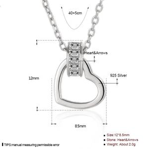 Collier en argent sterling 925 pour femmes, pendentif en forme de cœur de diamant ajouré, couleur or rose, tendance, ML50 - Product Image 5