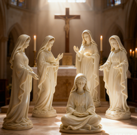 Estatuas DE LA Virgen María de resina blanca con centro de mesa de pose de loto, colección de figuritas religiosas de la Madre María para la decoración del altar del hogar