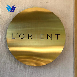Enseignes lumineuses en métal <span class=keywords><strong>vintage</strong></span> personnalisées HONGSEN, finition or brossé, bande LED, pour entreprises, hôpitaux, extérieur - Product Image 4