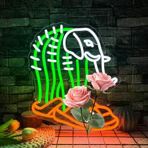 โคมไฟนีออนแอลอีดีสไตล์อิตาลีรูปการ์ตูนตลกรูปสัตว์ตะบองเพชรติดผนังสำหรับห้องนอนคลับคาเฟ่ - Product Image 1