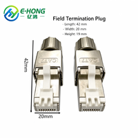 Konektor RJ45 CAT7 SFTP Tanpa Alat, Paduan Seng, Perisai Penuh 8P8C, Tanpa Crimp, 10Gbps 600MHz untuk Kabel Data Center
