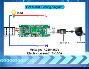 Duy nhất giai đoạn năng lượng PZEM-004T đo mô-đun 4.0 AC 250V TTL Volt mét và Ampe kế kWh wattmeter amp mét với chia CT - Product Image 4