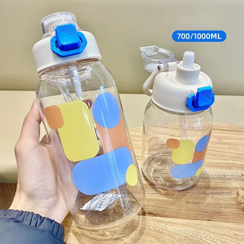 Summer high appearance level plastic water cup large capacity multi-color simple sports children's kettle custom gift