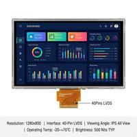 Modul LCD TFT IPS TMK 12.1 inci 1280x800 LVDS 40Pin 500 Nits -20~70C 1200:1 Kontras Tinggi Tertanam Industri HMI CNC