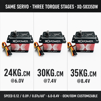 Servomoteur RC étanche IP67 pour voiture, camion, bateau XQ-S8335DW 35KG, sans balais, engrenage en acier inoxydable, boîtier en aluminium 6.0-8.4V, vente en gros