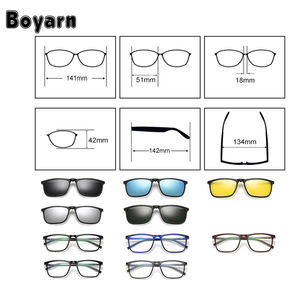 حار المغناطيسي النظارات الشمسية الرجال 5 في 1 الاستقطاب كليب على النظارات الشمسية النساء مربع نظارات خفيفة للغاية نظارات للرؤية الليلية 8804 - Product Image 5