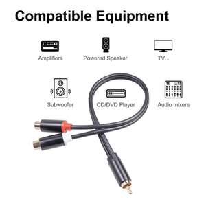 Ouro conector alumínio liga Shell carro amplificador <span class=keywords><strong>RCA</strong></span> 1 macho para 2 fêmea áudio cabo - Product Image 2