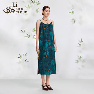 ชุดเดรสผ้าไหมถักแบบมีสายรัดชุดเดรสยาวสไตล์รีสอร์ทลำลองเก๋ไก๋ - Product Image 3