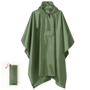 Poncho de pluie imperméable noir DF1019 avec capuche et sac de rangement pour le camping - Product Image 2
