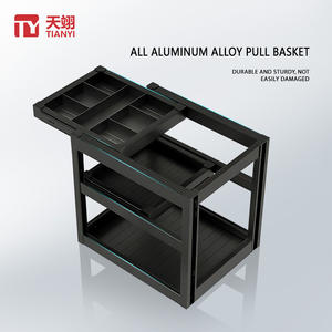 ชั้นวางเครื่องปรุงในครัวแบบดึงออกได้ 3 ชั้น ทำจากอลูมิเนียมอัลลอยด์ทันสมัย พร้อมระบบปิดแบบนุ่มนวล - Product Image 2