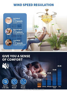 Crystal Ceiling Fan <b>Light</b> Fixture Fandelier with <b>Remote</b> 6 Speed Reversible Motor Indoor Decorative Lighting for Home Hotel - Product Image 5