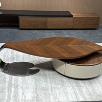 Nouvelle table basse design en bois massif avec feuilles d'or, forme spéciale, créative, luxe léger, écologique, décorative pour salon