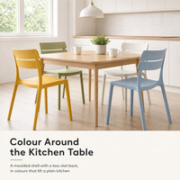 Chaise de salle à manger en plastique nordique, chaise empilable à dossier à lattes coloré pour la cuisine et la maison