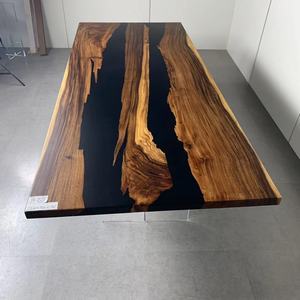 Mesa de comedor personalizada de fábrica, diseño de lujo para cocina, restaurante, Océano Azul, nogal, madera sólida, resina epoxi, río - Product Image 4