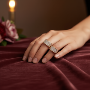 Anillos de Eternidad Chapados en Oro Blanco con Circonita Cúbica, Micro Pavé, Piedras Redondas, Anillo de Boda Geométrico Glamuroso Unisex - Product Image 2