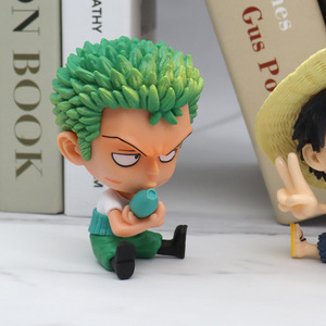 Figurine d'action japonaise One Piece Zoro Luffy de 8 cm, décoration de <span class=keywords><strong>voiture</strong></span> assise, modèle de statue en PVC, jouet pour cadeaux - Product Image 4