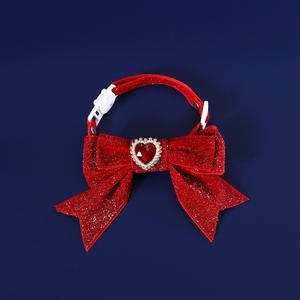 Pet Love Velvet Bow Collar Ajustable Plata Corbata Gato y Perro Accesorios de Cumpleaños - Product Image 4