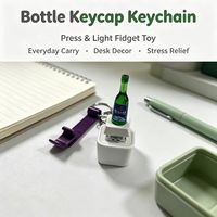 Porte-clés Mini Bouteille de Vin LED avec Son de Clic Clapotant, Jouet Anti-Stress, Pendentif de Sac Portable, Décoration de Bureau