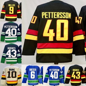 Camisetas de Hockey Cosidas para Hombre 10 Pavel Bure 43 Quinn Hughes 40 Elias Pettersson 16 Trevor Linden 6 Brock Boeser 9 J.T. Miller - Product Image 1