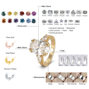 Anillo de Compromiso de Oro de 10K, 14K y 18K con Diamante Cultivado en Laboratorio DEF CVD HPHT de 0.3CT a 2.5CT, Corte Ovalado, Certificado IGI, para Mujer - Product Image 3