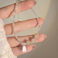 Bracelet en argent 925 avec perles de jade ajustable minimaliste bijou de chance