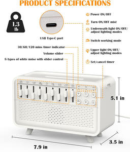 Machine à Sons Apaisants Intelligente pour la Maison avec Diffuseur d'Air, Humidificateur, Haut-parleur, Veilleuse et Huiles Essentielles pour la Chambre - Vente en Gros - Product Image 6