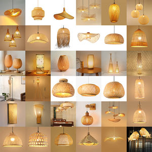 Lampadario di bambù per soggiorno sala da pranzo camera da letto ristorante E26 E27 di bambù luci a sospensione - Product Image 2