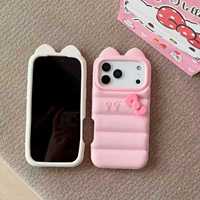 Coque de téléphone antichoc en silicone avec oreilles de nœud papillon, design uni et couleur peinte, pour iPhone 17 16 15 14 13 PRO MAX