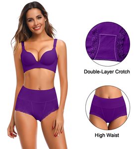 Thoải mái Womens quần lót rộng dây thắt lưng đầy đủ bảo hiểm cộng với kích thước Womens đồ lót cao eo Breathable bông Panty - Product Image 5
