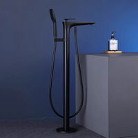 Mitigeur de douche sur pied moderne en laiton avec jets de massage, double poignée, robinet de baignoire (garantie 5 ans)