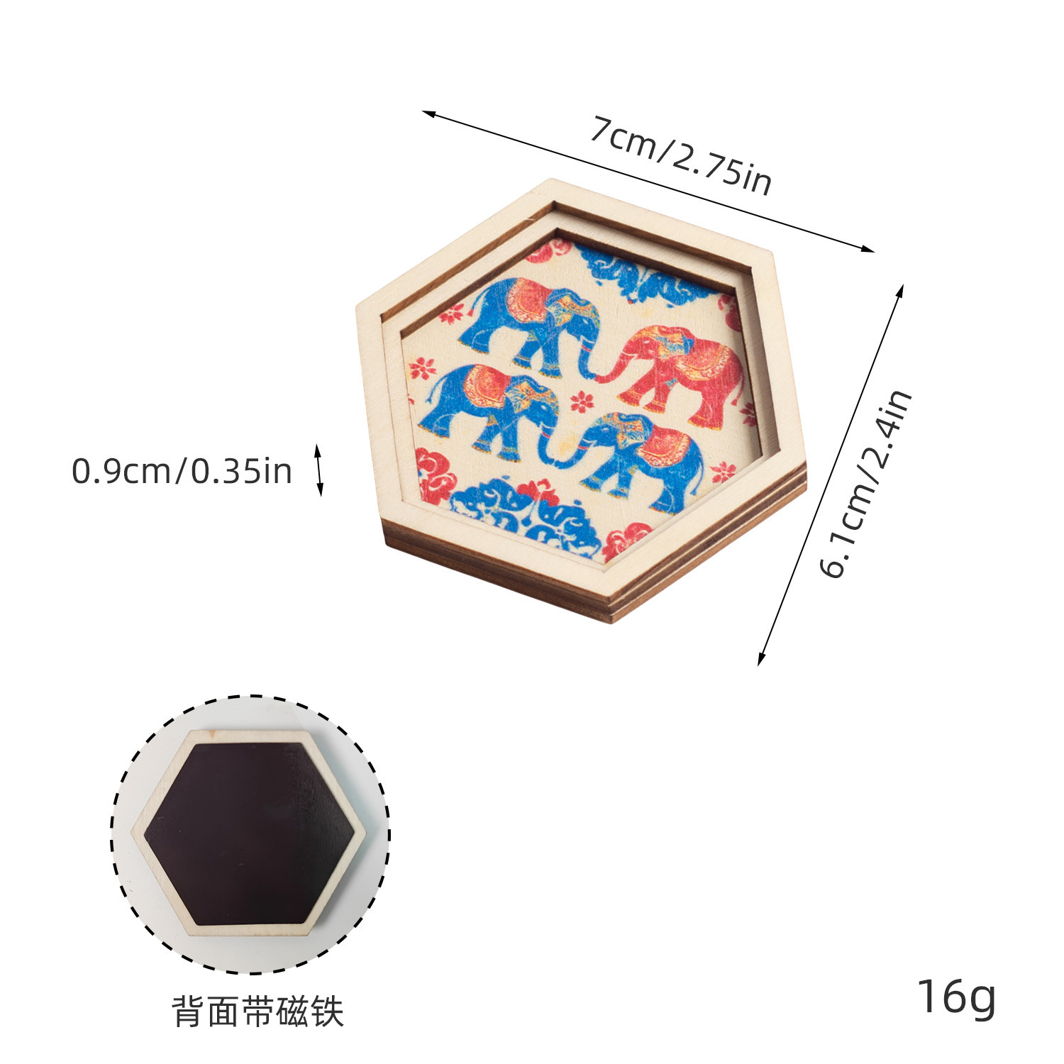 Éléphant hexagonal 7*6.1cm C