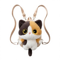 Ransel Boneka Kucing Lucu untuk Anak-anak Tas Sekolah Boneka Kucing Hitam Calico Siam Kartun Hadiah Ulang Tahun Natal