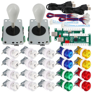 SJ @ JX 2-người chơi Arcade trò chơi điều khiển <span class=keywords><strong>Stick</strong></span> DIY Kit LED nút với logo MX Microswitch 8 cách phím điều khiển <span class=keywords><strong>USB</strong></span> Encoder Cable Đối với PC - Product Image 4