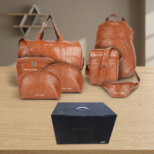 Ensemble cadeau en cuir de qualité supérieure Liviya, design gaufré multifonctionnel, sac d'affaires, portefeuille, ceinture, porte-cartes, noir - Product Image 2