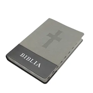 Libro para colorear personalizado de proveedor OEM, tapa blanda de plata, cuero PU, religioso, inglés, español, Santa Biblia