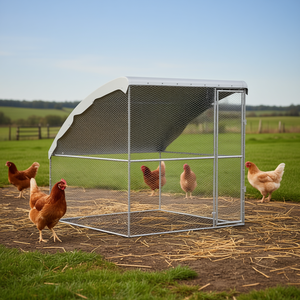 Jaula para Pollos de Acero Galvanizado Plateado, 6.56 x 6.56 x 6.56 Pies, Jaula para Animales de Alta Rigidez - Product Image 2