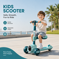 Trottinette pliable 3-en-1 à trois roues pour enfants de 3 à 6 ans, populaire en extérieur, en plastique, avec siège réglable en hauteur, lumière intégrée, design moderne