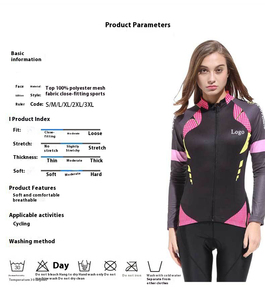 Ensemble de maillot de cyclisme à manches longues pour femme avec logo personnalisé, noir, rose, jaune, fermeture éclair intégrale, pantalon de vélo rembourré pour la pratique et l'entraînement - Product Image 5