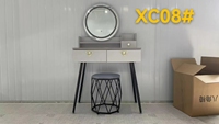 Coiffeuse nordique de luxe moderne et simple, mini table de maquillage dorée avec miroir éclairé et rangement, petit meuble de chambre