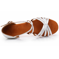 Confortable marron clair cubain talon bas Satin chaussures de danse adolescentes/enfants salle de bal pratique latine peau de vache supérieure daim