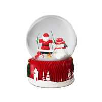 Globe d'eau de Noël Père Noël et bonhomme de neige-Globes de neige de Noël artisanaux en résine faits à la main avec lumière LED pour cadeau de vacances et décorations pour la maison