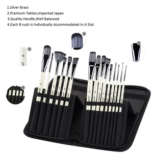 Rifornimenti di arte 15Pcs Pennello Set Manici In Legno Professionale Spazzole di Pittura Kit per Olio Acrilici Acquerello Gouache - Product Image 4