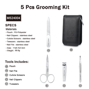 Kit de aseo de manicura de acero inoxidable, 5 uds., juego de cuidado de uñas con bolsa de viaje, cortaúñas, lima de uñas, tijeras <span class=keywords><strong>para</strong></span> cutículas, <span class=keywords><strong>pinzas</strong></span> - Product Image 3