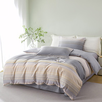 Parure de lit Alenhome 4 pièces 100 % coton à imprimé géométrique, taille double, housse de couette toutes saisons, drap plat, taies d'oreiller, moderne 200TC