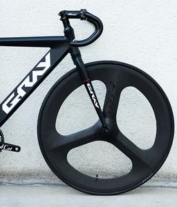 Bicicletta Grigia 700C a Scatto Fisso, <span class=keywords><strong>Bici</strong></span> <span class=keywords><strong>da</strong></span> Strada a Velocità Singola in Lega di Alluminio con Set di Ruote a 3 Razze in Fibra di Carbonio - Product Image 3