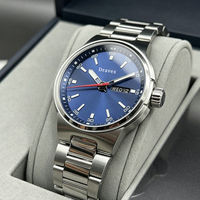 Montre automatique mécanique de luxe d'occasion rouge lumineuse pour pilote, 41 mm, bleue, étanche 100 m, en acier inoxydable, pour homme, avec calendrier, pour l'extérieur