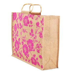 Bolsas de Compras de Yute con Estampado Moderno y Bonito Asa de Mimbre, Bolsa Grande para Compras Hecha en India, Bengala Occidental - Product Image 3