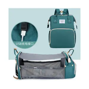 TLB-8E670 yeni çok fonksiyonlu mumya bebek çantası bebek bezi sırt çantası yatak USB şarj katlanabilir seyahat bezi yatak çantası
