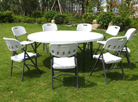 Table de salle à manger pliante portable d'extérieur la plus vendue, 4/6/8 pieds, en plastique blanc, table de buffet moderne avec pieds en tube d'acier, mobilier d'extérieur