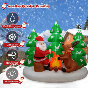 Papá Noel y renos inflables personalizados de 8 pies con fogata, decoración navideña LED para exteriores para patio, jardín, fiesta navideña - Product Image 6